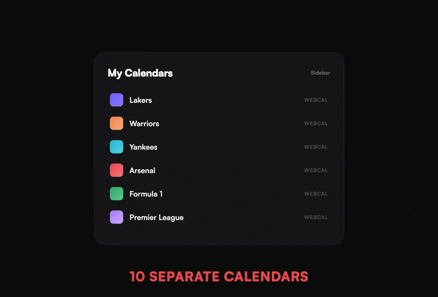 Ten separate calendars collapsing into one clean group